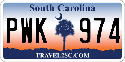 SC license plate PWK974