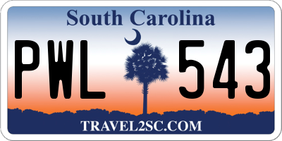 SC license plate PWL543