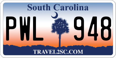 SC license plate PWL948