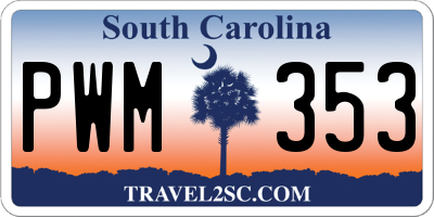 SC license plate PWM353