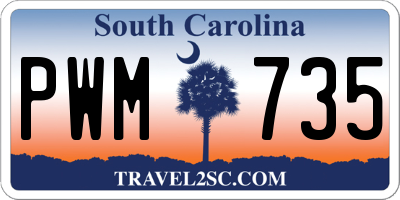 SC license plate PWM735