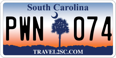 SC license plate PWN074