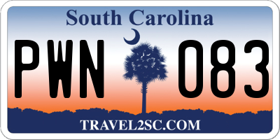 SC license plate PWN083
