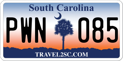 SC license plate PWN085