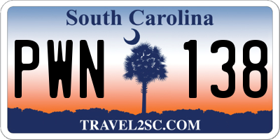 SC license plate PWN138