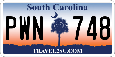 SC license plate PWN748