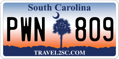 SC license plate PWN809