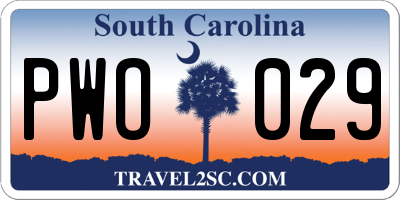 SC license plate PWO029