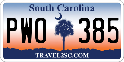 SC license plate PWO385