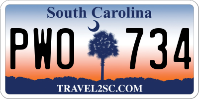 SC license plate PWO734