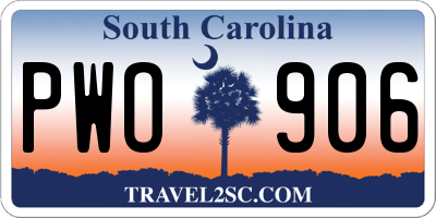 SC license plate PWO906