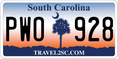 SC license plate PWO928