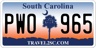 SC license plate PWO965