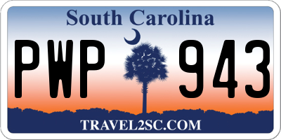 SC license plate PWP943