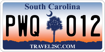 SC license plate PWQ012