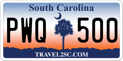 SC license plate PWQ500