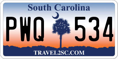 SC license plate PWQ534