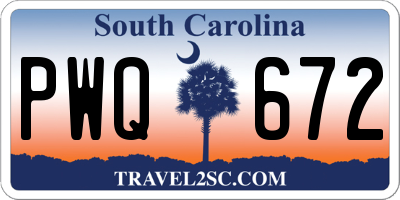 SC license plate PWQ672