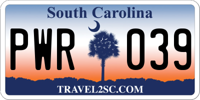 SC license plate PWR039