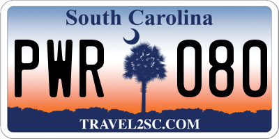 SC license plate PWR080