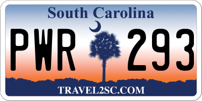 SC license plate PWR293