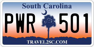SC license plate PWR501