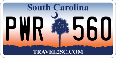 SC license plate PWR560