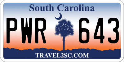 SC license plate PWR643