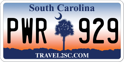 SC license plate PWR929