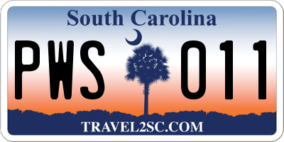 SC license plate PWS011