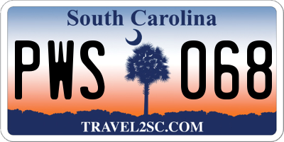 SC license plate PWS068