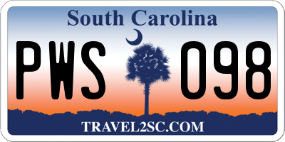 SC license plate PWS098