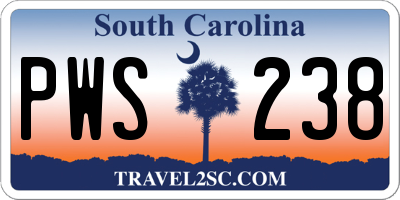 SC license plate PWS238