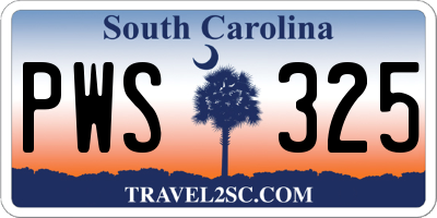 SC license plate PWS325