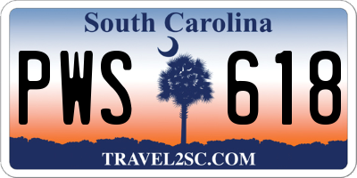 SC license plate PWS618