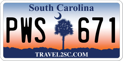 SC license plate PWS671