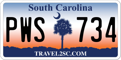 SC license plate PWS734