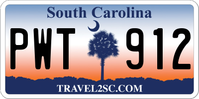 SC license plate PWT912