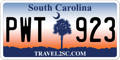 SC license plate PWT923