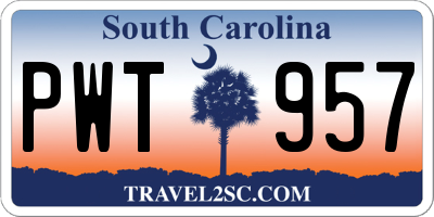 SC license plate PWT957
