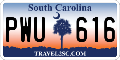 SC license plate PWU616
