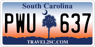 SC license plate PWU637