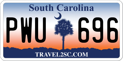 SC license plate PWU696