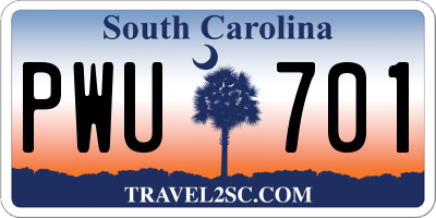 SC license plate PWU701