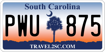 SC license plate PWU875