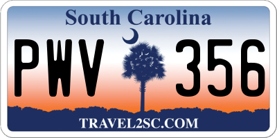 SC license plate PWV356