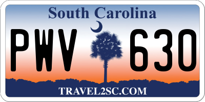 SC license plate PWV630