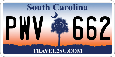 SC license plate PWV662
