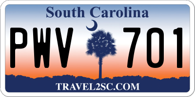 SC license plate PWV701