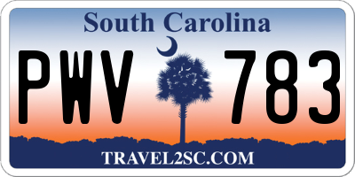 SC license plate PWV783